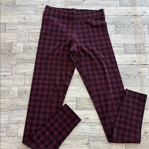 Plaid leggings pants black checkered burgundy red women's  size‎ small